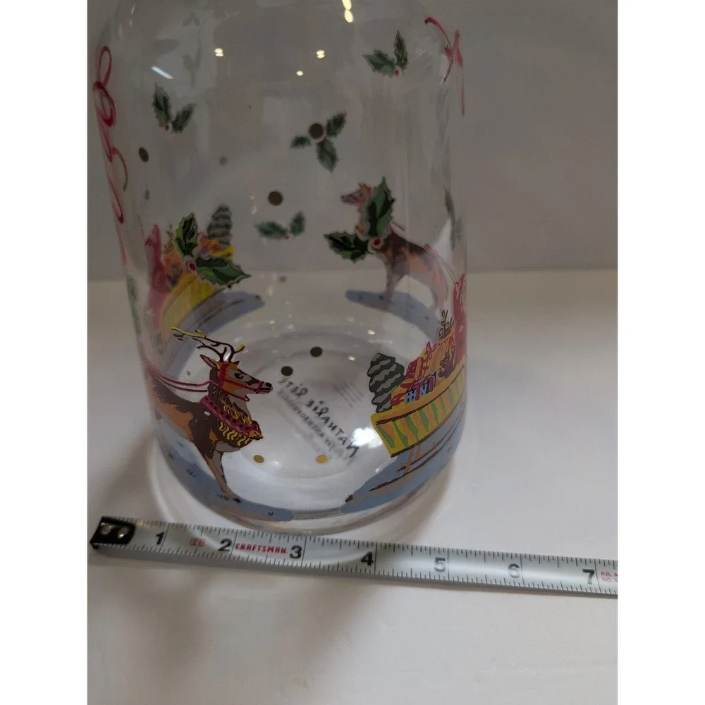 Anthropologie Nathalie Lete Santa Sleigh Christmas Holiday Carafe Glass 57.7 Oz